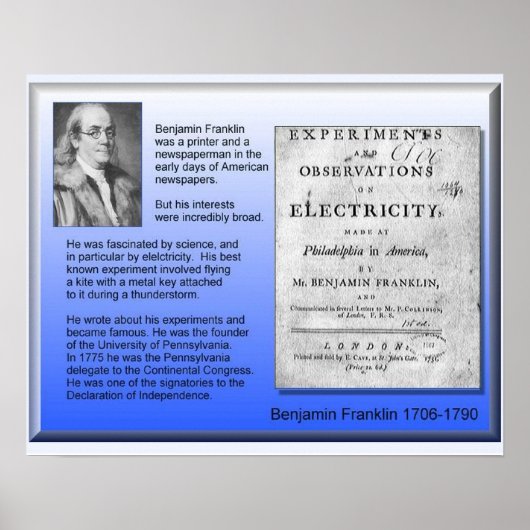 Science Physical Electricity Benjamin Franklin Poster (Vorne)