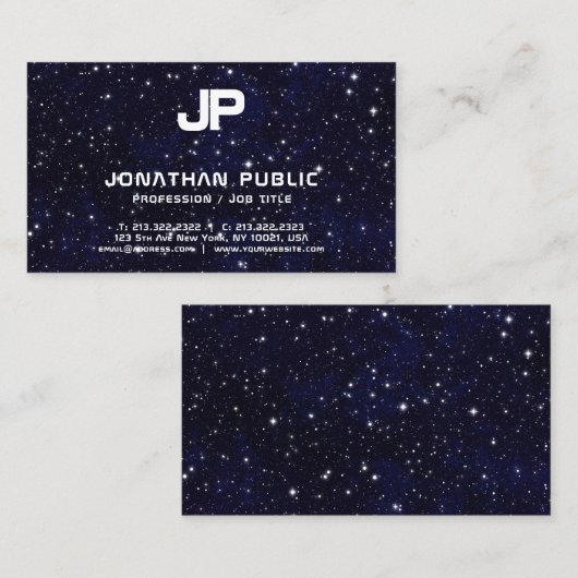 Science Physical Space Universe Monogram Schlicht Visitenkarte (Vorne/Hinten)