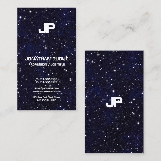 Science Physical Space Universe Monogram Schlicht Visitenkarte (Vorne/Hinten)