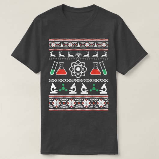 Science Scientist Ugly Sweater Funny Christmas T-Shirt (Design vorne)