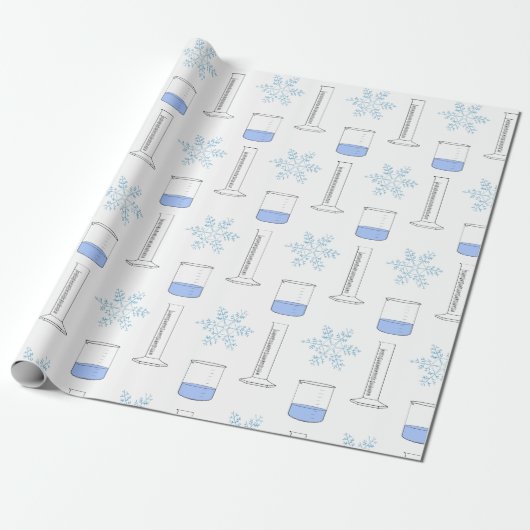 Science Snowflake Beaker gestufter Zylinder Winter Geschenkpapier (Ungerollt)