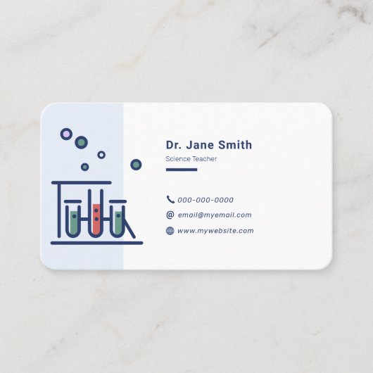 Science Teacher Blue Visitenkarte (Vorderseite)