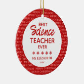 Science Teacher Typografie Weihnachten Rot Keramik Ornament (Rechts)