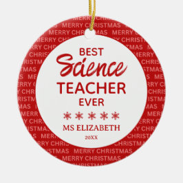 Science Teacher Typografie Weihnachten Rot Keramik Ornament