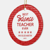 Science Teacher Typografie Weihnachten Rot Keramik Ornament (Links)