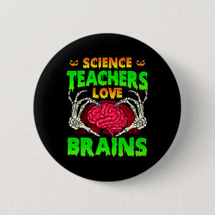 Science Teachers Liebe Gehirne Skeletton Handherz Button