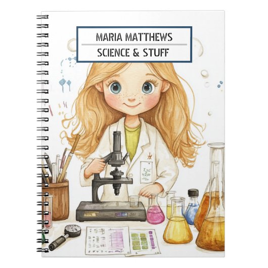 Science themed Girl Spiral Foto Notebook Notizblock (Vorderseite)