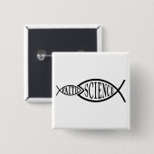 Science Trumps Faith Fish Button (Vorne & Hinten)