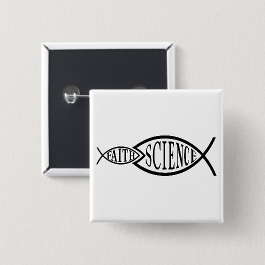 Science Trumps Faith Fish Button (Vorne & Hinten)