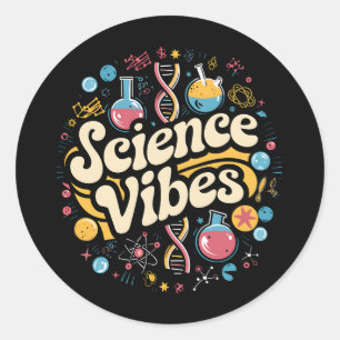 Science Vibes Groovy Erster Tag zurück zur Schule  Runder Aufkleber