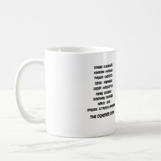 Scientific classification for the concrete cow kaffeetasse (Links)