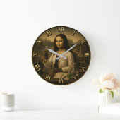 Scientist Funny Mona Lisa Science Lab Gift Große Wanduhr (Zuhause)