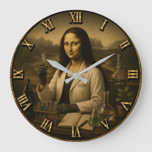 Scientist Funny Mona Lisa Science Lab Gift Große Wanduhr (Vorderseite)