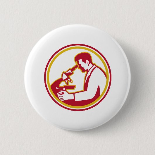 Scientist Lab Researcher Chemist Microscope Retro Button (Vorderseite)