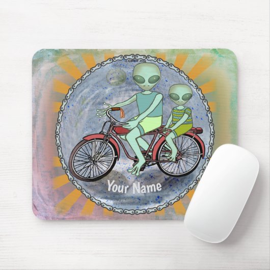 Scifi Alien Riding Bike Mouse Pad Mousepad (Mit Mouse)