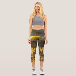 SciFi Alien World View Planet Ufo Tower Capri Leggings