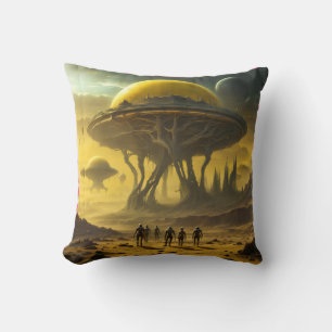SciFi Alien World View Planet Ufo Tower Kissen