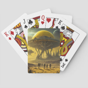 SciFi Alien World View Planet Ufo Tower Spielkarten