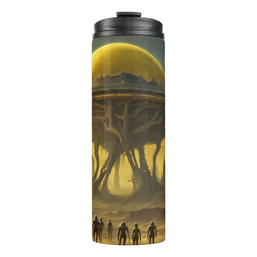 SciFi Alien World View Planet Ufo Tower Thermosbecher (Vorderseite)