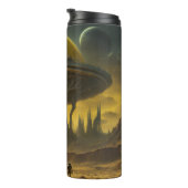 SciFi Alien World View Planet Ufo Tower Thermosbecher (Nach rechts gedreht)