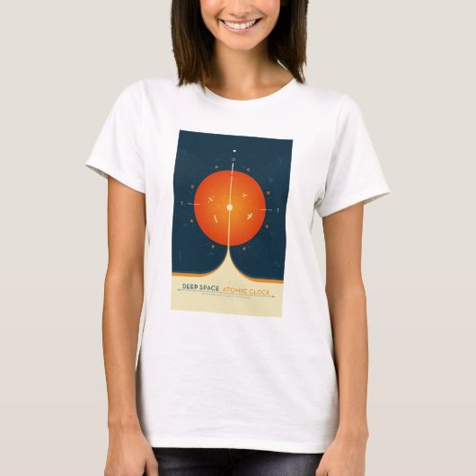 SciFi-Anzeige, Orange Atomuhr, Deep Space T-Shirt (Vorderseite)
