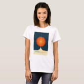 SciFi-Anzeige, Orange Atomuhr, Deep Space T-Shirt (Vorne ganz)