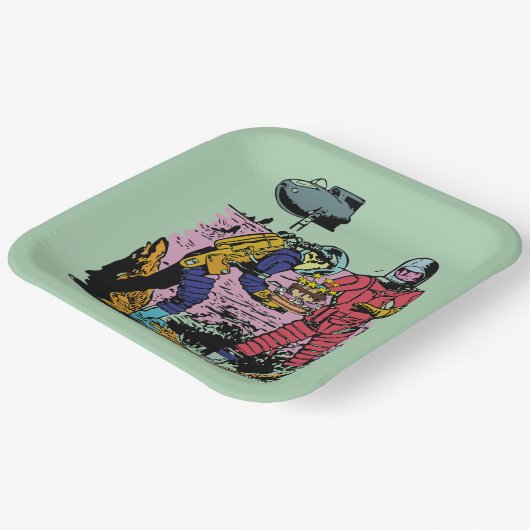 SciFi Birthday Party Space Age Science Fiction Pappteller (Gewinkelt)