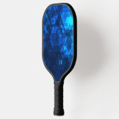 Scifi Cool Hexagon Abstrakt Mit Monogramm Blue Tec Pickleball Schläger (Links)