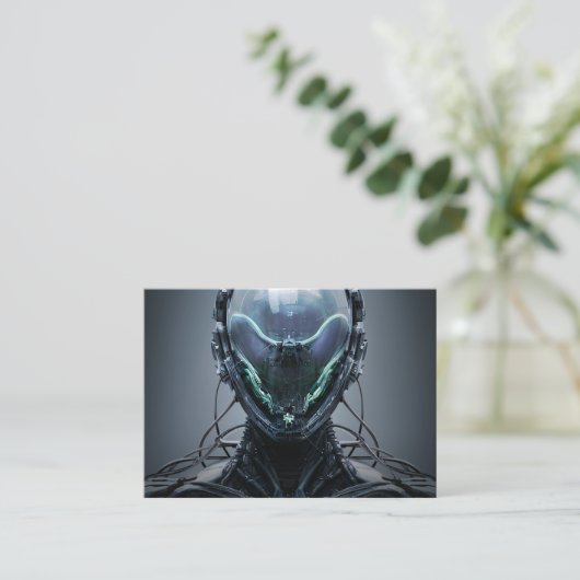 SciFi Cyberpunk Droid Business Card Visitenkarte (Stehend Vorderseite)