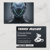 SciFi Cyberpunk Droid Business Card Visitenkarte (Vorne/Hinten)