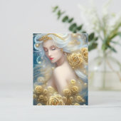 SciFi Exquisite Delicate Gold Intricate Rose Fema Postkarte (Stehend Vorderseite)