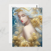 SciFi Exquisite Delicate Gold Intricate Rose Fema Postkarte (Vorne/Hinten)