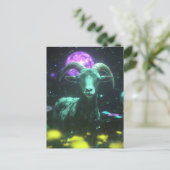 Scifi Goat in Space Fantasy Postkarte (Stehend Vorderseite)