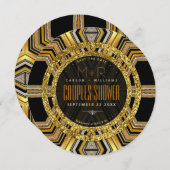 Scifi Gold Art Deco Stilvolle Glamour Paare Dusche Einladung (Vorne/Hinten)