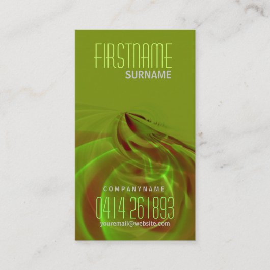 Scifi Green Liquid Vertical Business Card Visitenkarte (Vorderseite)