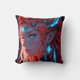 Scifi Red Hair Anime Girl Kissen