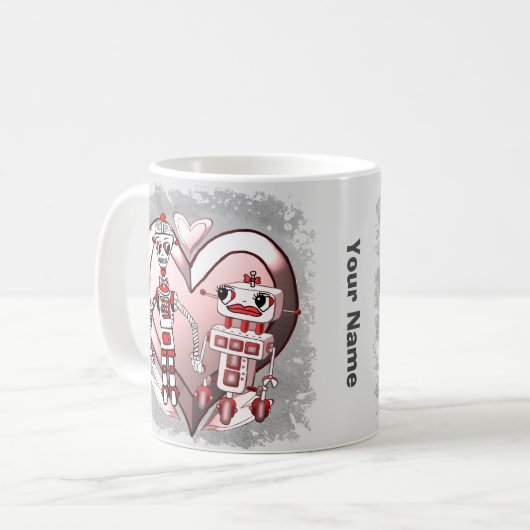 Scifi-Roboter in der Liebe Kaffeetasse (Vorderseite Links)