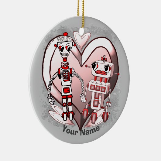 Scifi-Roboter in der Liebe Keramik Ornament (Rechts)