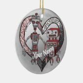 Scifi Roboter-Liebe Keramik Ornament (Rechts)