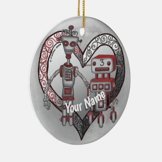 Scifi Roboter-Liebe Keramik Ornament (Rechts)