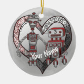 Scifi Roboter-Liebe Keramik Ornament (Vorne)