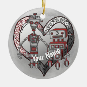 Scifi Roboter-Liebe Keramik Ornament