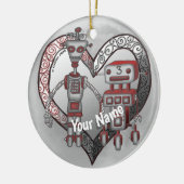 Scifi Roboter-Liebe Keramik Ornament (Links)