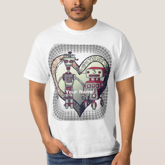 Scifi Roboter-Liebe T-Shirt (Vorderseite)