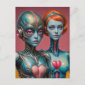 Scifi-Roboterweibchen Postkarte (Vorderseite)