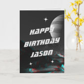 SciFi Space 3D Anaglyph Geburtstagskarte Karte (Gelbe Blume)