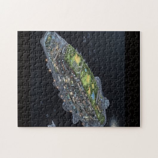 Scifi Space Cruiser Räume Kunst Puzzle (Horizontal)