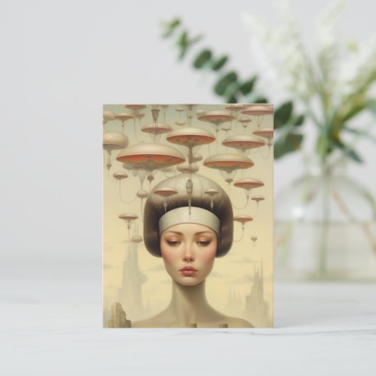 Scifi Steampunk Woman Postkarte (Stehend Vorderseite)