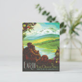 SciFi Travel Ad, Planet Earth Postkarte (Stehend Vorderseite)