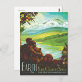 SciFi Travel Ad, Planet Earth Postkarte (Vorne/Hinten)